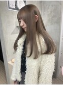 着物ヘア/ダークアッシュ/ミディアムレイヤーカット/梅田