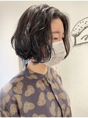 簡単可愛いボブパーマ アッシュベージュカラー