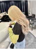 ハイトーンカラー/シルキーベージュ/サラ艶ロング/10代20代30代