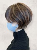 ショート40代大人ボブ少人数白髪染めくせ毛50代