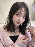 くびレイヤーボブルフネビージュ小顔ワンレンこなれミディ