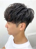 ニュアンスパーマ軽めマッシュ刈り上げフェードヘッドスパ/黒髪