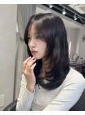 韓国風前髪カット◎2wayバング小顔見せ暗髪レイヤーカット