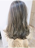 大人気ハイライト☆カーキグレージュ☆レイヤーミディ
