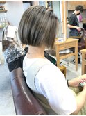 小顔ミニボブ/大人バレイヤージュ_グレージュ