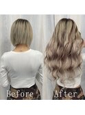 ハイ＆ロースタイル#シールエクステ#グレージュ#美髪#沖縄