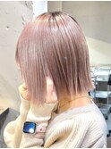 ba528ハイトーンバレイヤージュ金髪ボブロブヘア小顔Aラインボブ