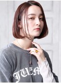 大人可愛い小顔美髪ツヤ髪センター分ボブカシスレッドA3