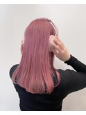 ロングヘアペールピンクハイトーンブリーチダブルカラーmaaya
