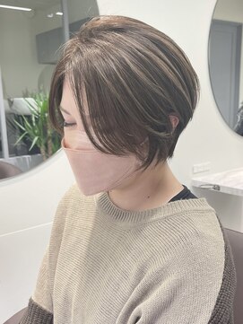 くびれショートボブ40代50代グレイカラー白髪染め白髪ぼかし