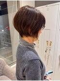 丸みショート×艶ブラウン