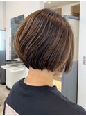 宇都宮ショートボブショートカット白髪ぼかしハイライト白髪染め