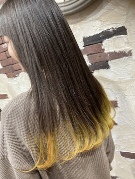 ヘアー クリエイト カルバリ(HAIR CREATE Calbari) レモンイエロー×裾カラー