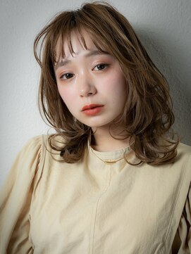 カバーヘア ブリス 川口(COVER HAIR bliss) 前髪パーマフレンチカジュアルカーキベージュくびれミディx川口