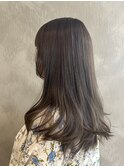 顔まわりのレイヤー/オリーブグレージュ/ブリーチなしカラー