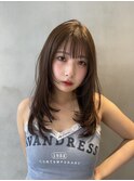 顔まわりレイヤーハッシュレイヤー透明感オリーブグレージュ渋谷