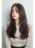 ［縮毛矯正/髪質改善/透明感カラー］韓国風顔周りレイヤー♪
