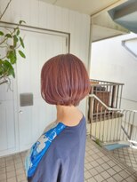 ヘアスペース リズム グリーン(Hair space Rizm green)&nbsp;ピンクベージュ顎ラインショートボブ