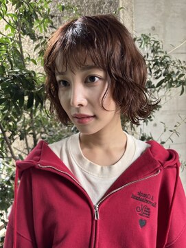 メゾンアクア 表参道(Maison ACQUA) +小顔ミディアムパーマミディアムデジタルパーマボブパーマ黒髪