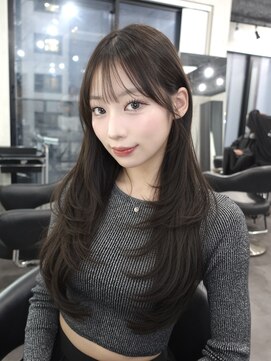 ラベル 渋谷(LAVEL) ワンホンレイヤー/オリーブグレージュ/小顔カット