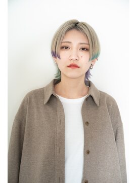 トランク ヘアー デザイン(tranq hair design) ハイトーンブリーチダブルカラーマッシュウルフ大人ショート