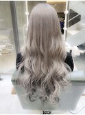 大人可愛い10代/20代/30代アッシュグレーカラー　ロング