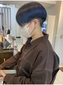 【横須賀中央 AGU】刈り上げマッシュショートネイビーブルー