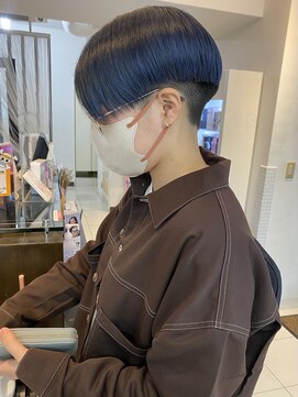 ヘアアンドデイスパ アグー(hair&dayspa AGU) 【横須賀中央 AGU】刈り上げマッシュショートネイビーブルー