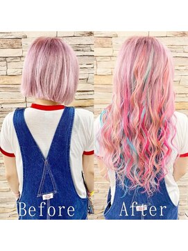 あるじゃんすー 名古屋店 ピンクレインボー#シールエクステ#ナチュラルピンク#名古屋