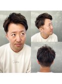 王道立ち上げバングショート×スモークカーキブラウンカラー