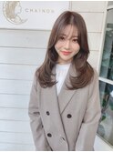ロングのハイレイヤー会社okなグレージュカラーロングヘア赤羽