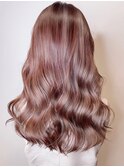 大人可愛いレイヤーカットピンクアッシュブリーチなし伸ばしかけ