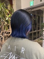 ヲタク(wotaku.) ネイビーブルーブルーブラック青髪インナーカラーウルフカット