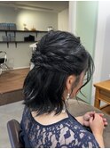 ヘアセット×ハーフアップ×黒髪×ショート【広島】【横川】