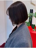 マロングレージュ 髪質改善 内巻きボブ 艶髪 20代 30代
