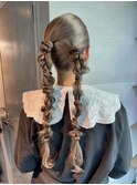 【ツインポニーテール】結婚式/銀座/ヘアセット/アレンジ