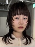 天神大名顔周りレイヤーカットミディアムボブタッセルボブパーマ
