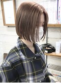大人可愛い/ココアベージュ/グレージュカラー/ボブウルフ/黒髪