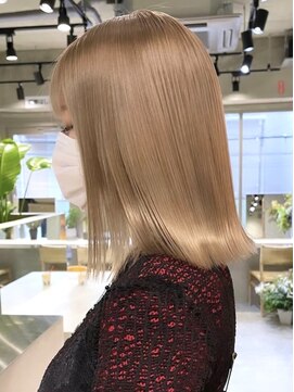 サンク 原宿 表参道(cinq) ミルクティーベージュダブルカラーインナーカラーケアブリーチ