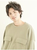 黒髪/グレーベージュ/レイヤーロング/前髪パーマ[新宿駅]