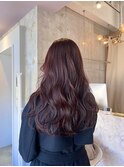 レイヤーカット ワインレッド