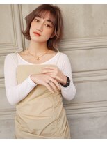 サロンドミルク 原宿(salon de MiLK) ハイライトミルクティーベージュ顔周りレイヤーカット/原宿
