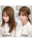 似合わせぱっつん前髪小顔顔まわりカットサイドバング後れ毛
