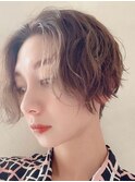 前下がりショートボブ丸みショート/アースカラー/30代40代50代