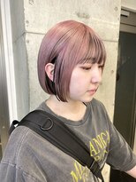 サンクマーケット 渋谷(cinq MARKET) 渋谷ブリーチカラータッセルボブハイトーンピンクベージュ韓国