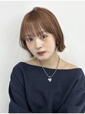 切りっぱなしボブオレンジブラウン