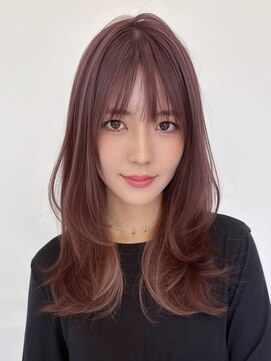 ルージュシー 堀江(RU10C) レイヤーカット/ブリーチなしダブルカラー/ピンクベージュ