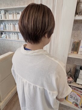 キャアリー(Caary) 福山美容室caaryオレンジブラウン髪質改善ショート30代40代50代
