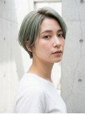 ハンサムショート/ミントグレージュ/ボーイッシュボブ/耳かけ