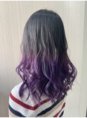 外国人風 ブリーチ グラデーション グレー パープル